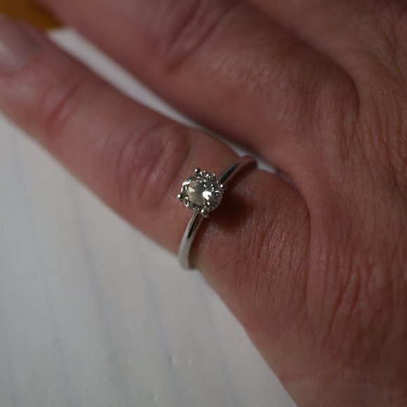 14KW Solitaire Genuine Diamond Engagement Ring - Picture 9 of 9